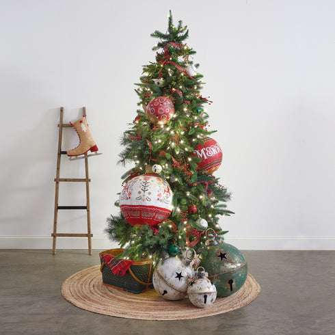 Oversized Christmas Paper Mache Ornament - Set of Two