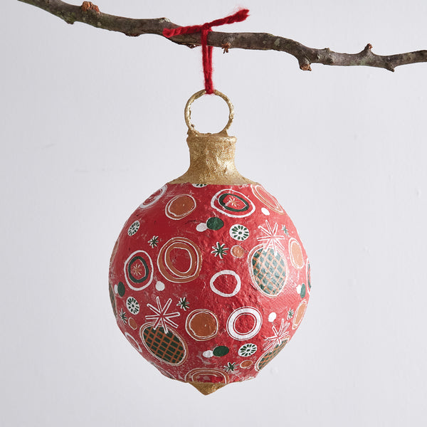 Oversized Christmas Paper Mache Ornament - Set of Two