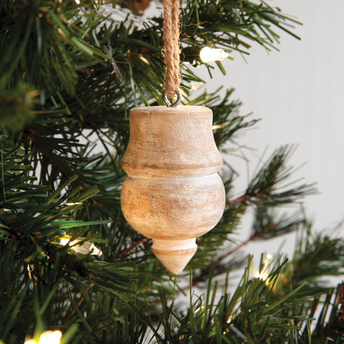 Set of Two Wood Top Ornaments