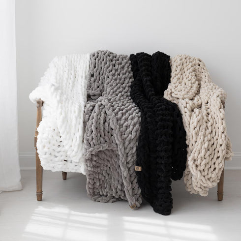 Infinite Chunky Knit Blanket | Minky | Big – Sand
