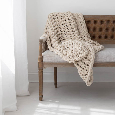 Infinite Chunky Knit Blanket | Minky | Big – Sand
