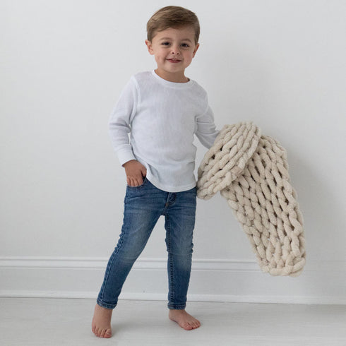 Infinite Chunky Knit Blanket | Minky | Cuddle – Sand