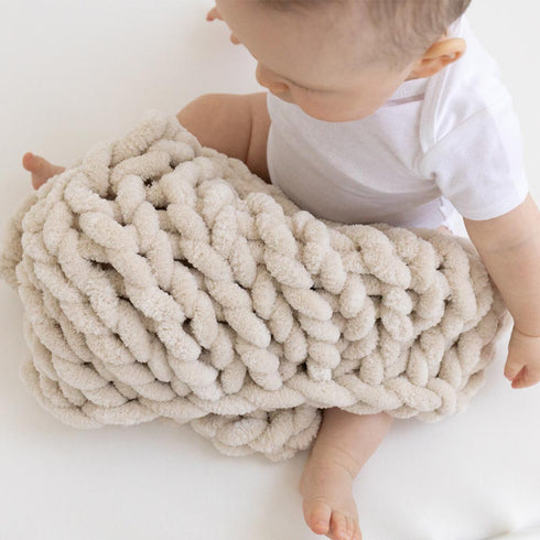 Infinite Chunky Knit Blanket | Minky | Cuddle – Sand
